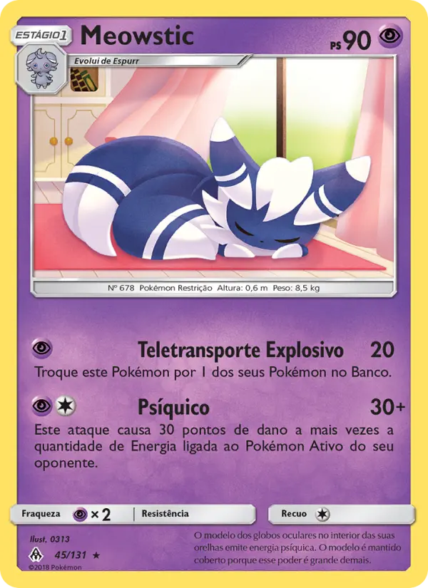 Carta Meowstic, número 45/131 da coleção Luz Proibida