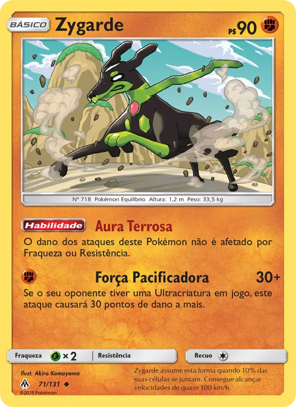 Carta Zygarde, número 71/131 da coleção Luz Proibida