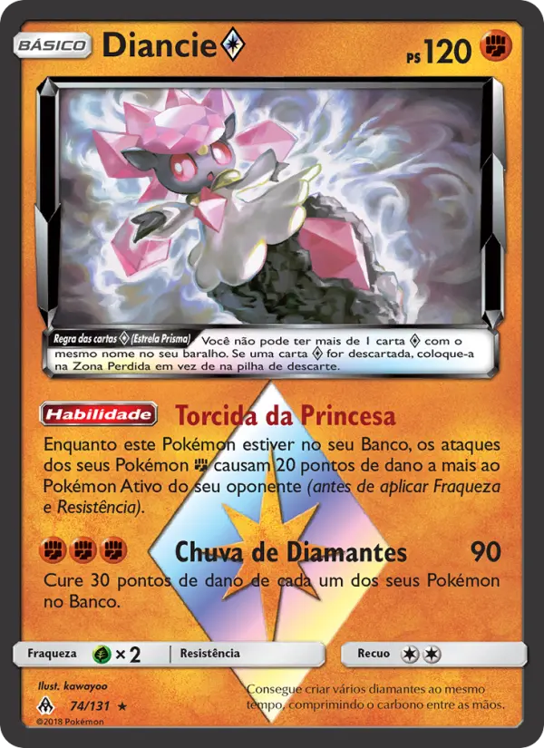 Carta Diancie ◇, número 74/131 da coleção Luz Proibida