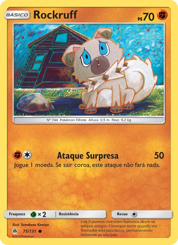 Carta Rockruff, número 75/131 da coleção Luz Proibida
