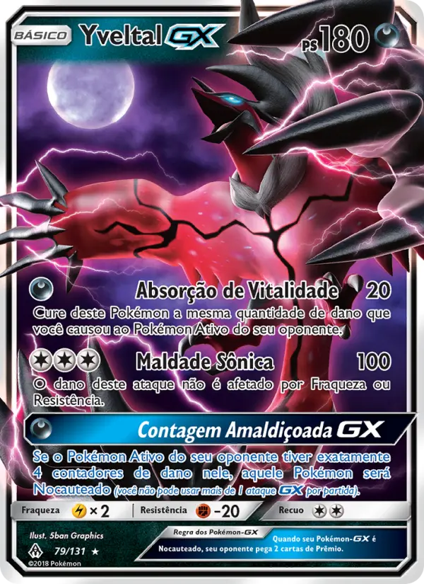 Carta Yveltal GX, número 79/131 da coleção Luz Proibida