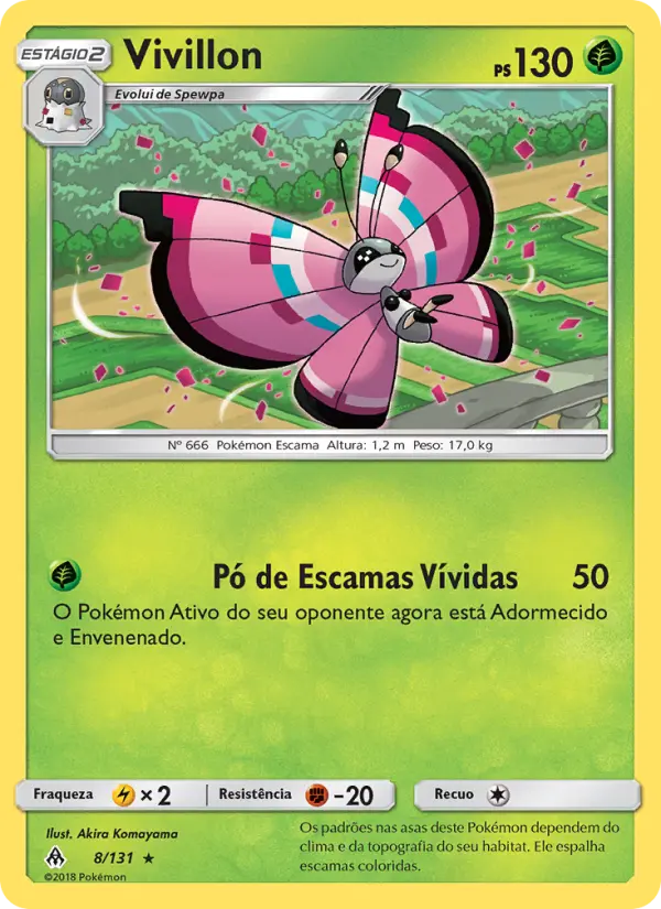Carta Vivillon, número 8/131 da coleção Luz Proibida