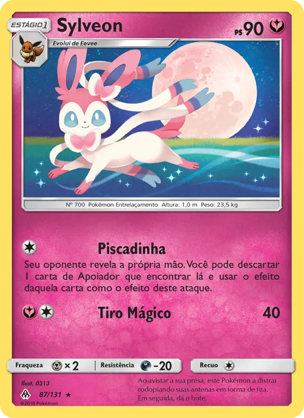 Carta Sylveon, número 87/131 da coleção Luz Proibida