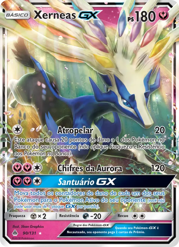 Carta Xerneas GX, número 90/131 da coleção Luz Proibida