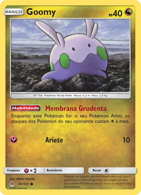 Carta Goomy, número 91/131 da coleção Luz Proibida