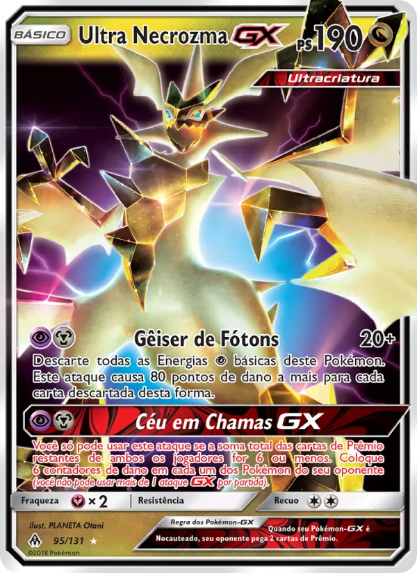 Carta Ultra Necrozma GX, número 95/131 da coleção Luz Proibida
