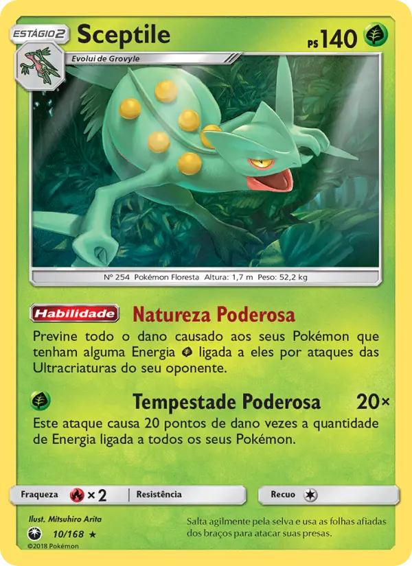 Carta Sceptile, número 10/168 da coleção Tempestade Celestial