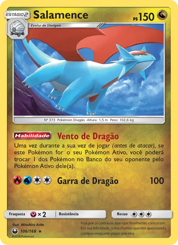 Carta Salamence, número 106/168 da coleção Tempestade Celestial