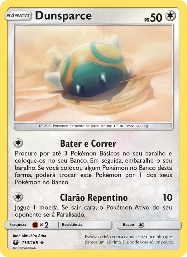Carta Dunsparce, número 110/168 da coleção Tempestade Celestial