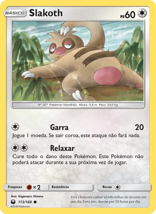 Carta Slakoth, número 113/168 da coleção Tempestade Celestial