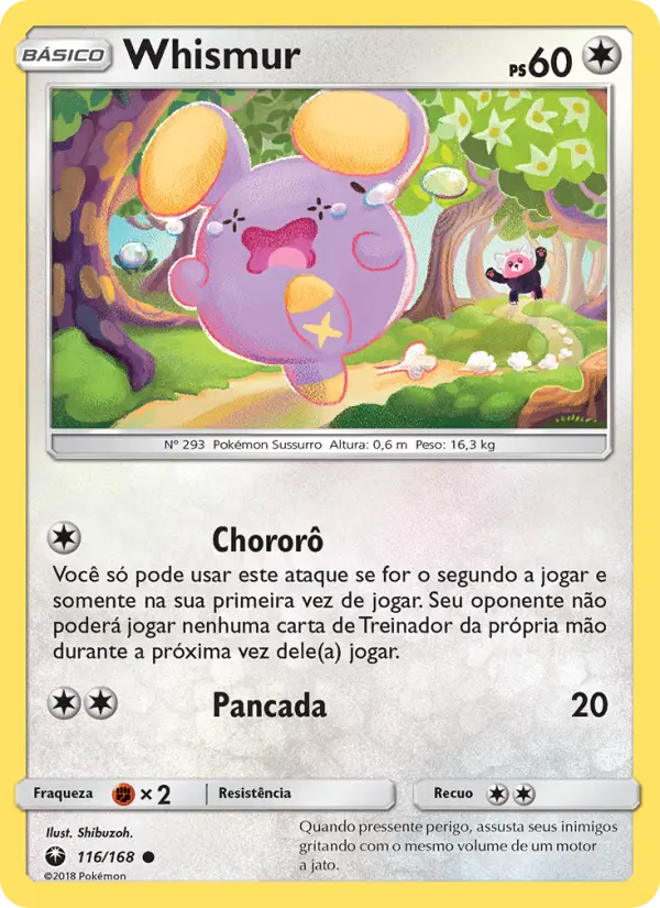 Carta Whismur, número 116/168 da coleção Tempestade Celestial