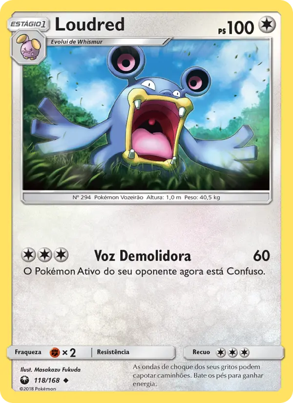 Carta Loudred, número 118/168 da coleção Tempestade Celestial