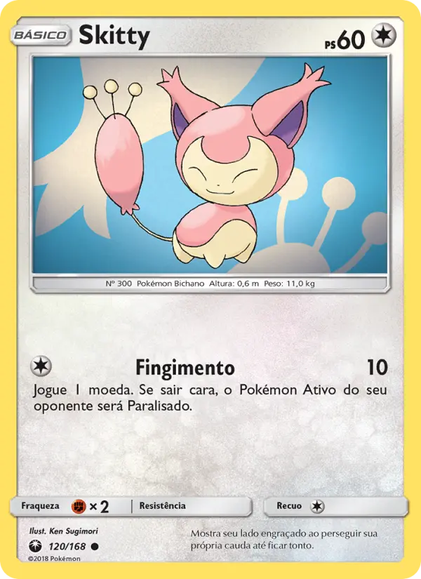 Carta Skitty, número 120/168 da coleção Tempestade Celestial