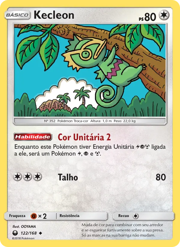Carta Kecleon, número 122/168 da coleção Tempestade Celestial