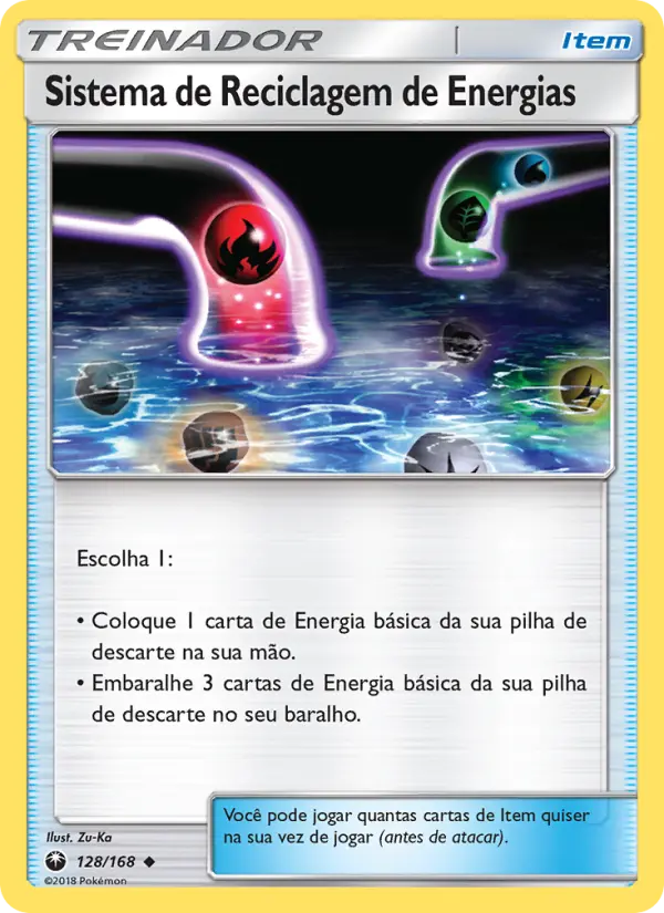 Carta Sistema de Reciclagem de Energias, número 128/168 da coleção Tempestade Celestial