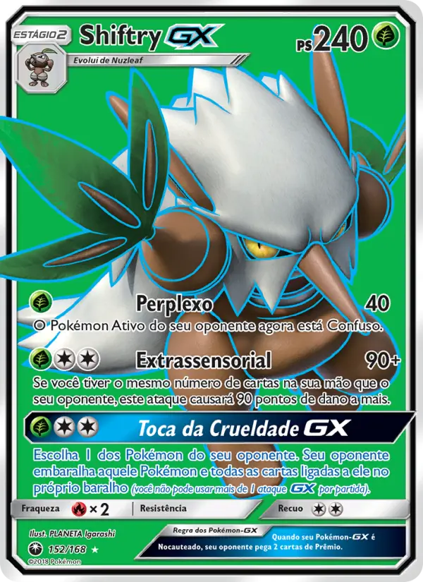 Carta Shiftry GX, número 152/168 da coleção Tempestade Celestial