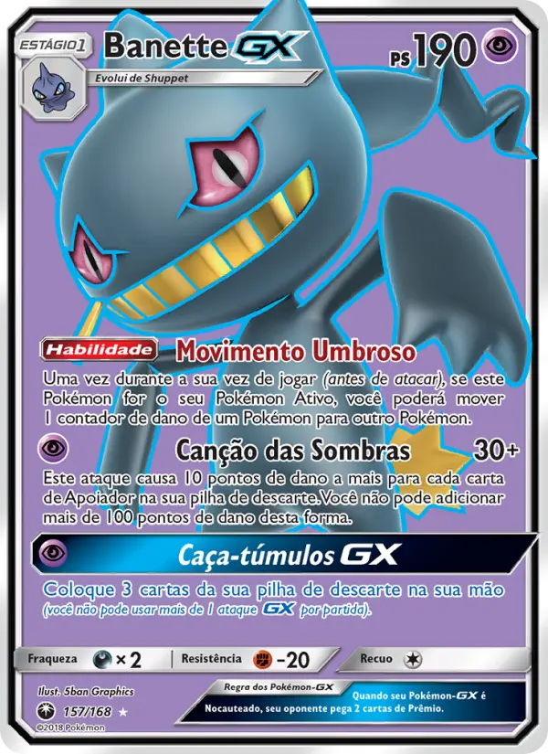 Carta Banette GX, número 157/168 da coleção Tempestade Celestial
