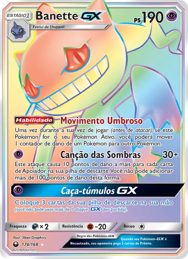 Carta Banette GX, número 174/168 da coleção Tempestade Celestial