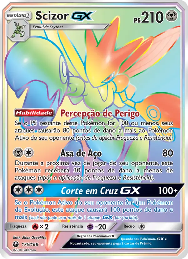 Carta Scizor GX, número 175/168 da coleção Tempestade Celestial