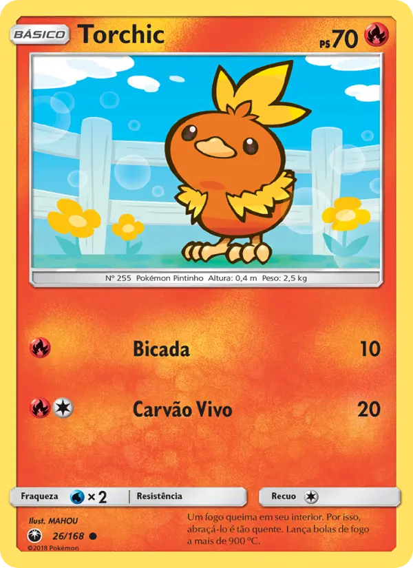 Carta Torchic, número 26/168 da coleção Tempestade Celestial