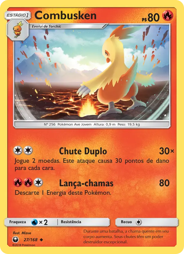 Carta Combusken, número 27/168 da coleção Tempestade Celestial