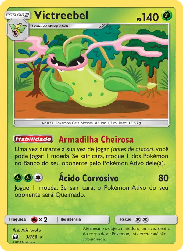 Carta Victreebel, número 3/168 da coleção Tempestade Celestial