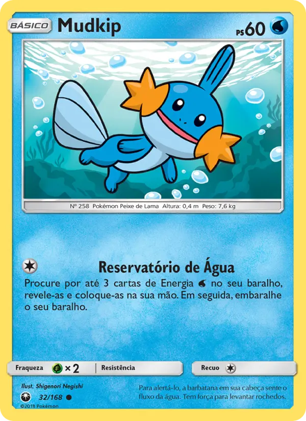 Carta Mudkip, número 32/168 da coleção Tempestade Celestial