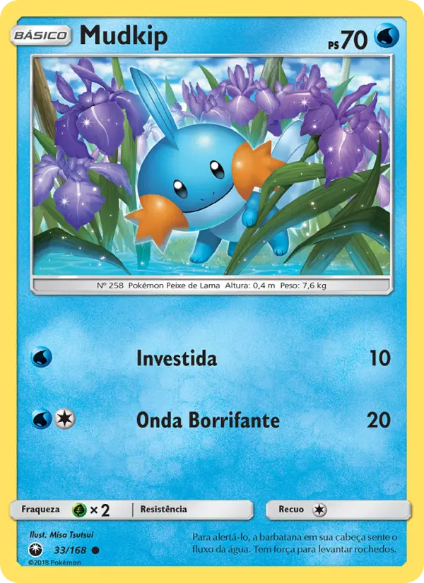 Carta Mudkip, número 33/168 da coleção Tempestade Celestial