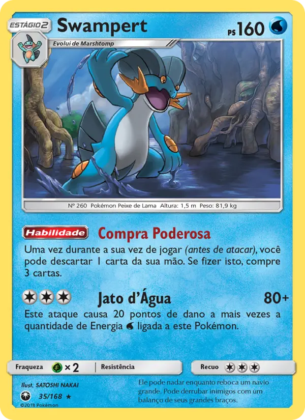 Carta Swampert, número 35/168 da coleção Tempestade Celestial