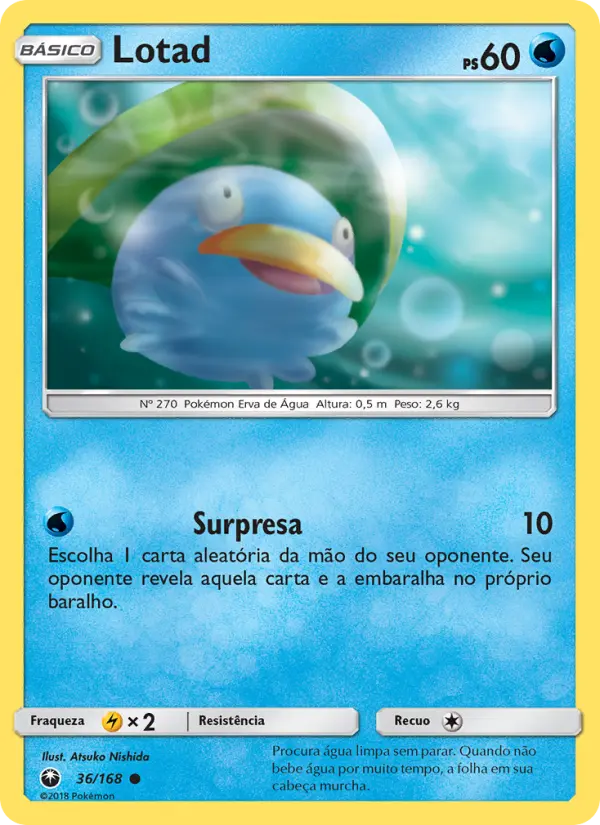 Carta Lotad, número 36/168 da coleção Tempestade Celestial