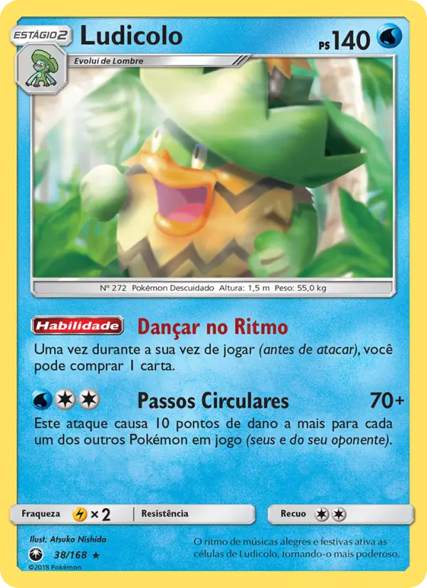 Carta Ludicolo, número 38/168 da coleção Tempestade Celestial