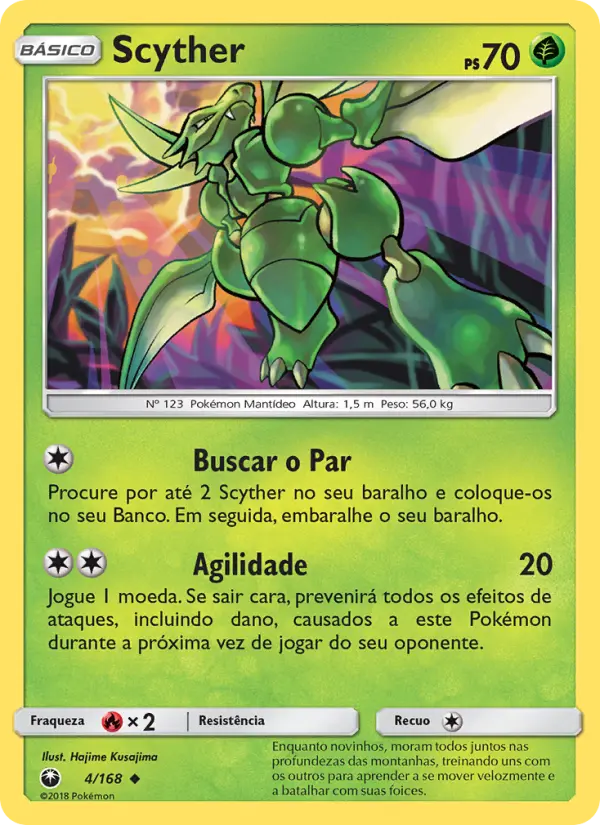 Carta Scyther, número 4/168 da coleção Tempestade Celestial