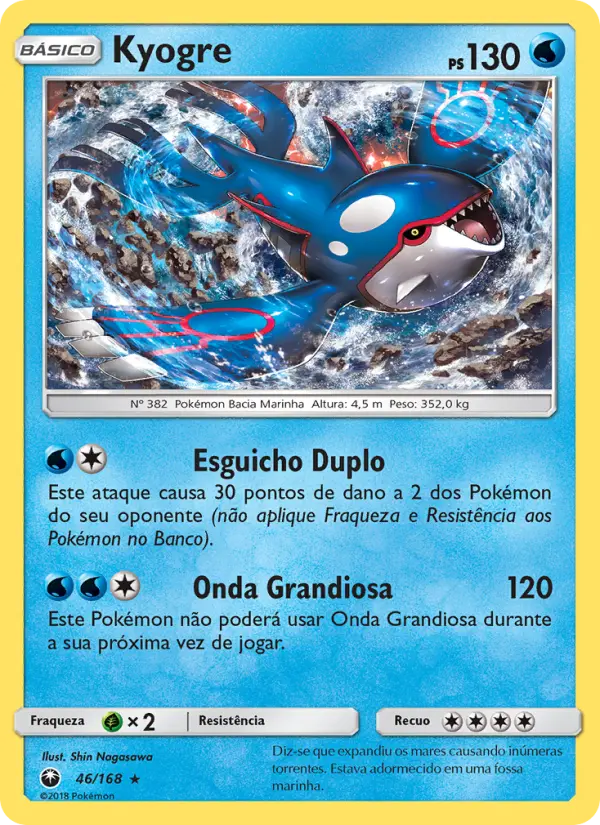 Carta Kyogre, número 46/168 da coleção Tempestade Celestial