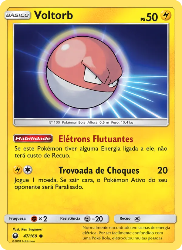 Carta Voltorb, número 47/168 da coleção Tempestade Celestial
