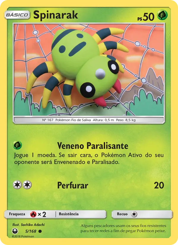 Carta Spinarak, número 5/168 da coleção Tempestade Celestial