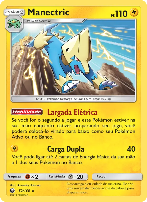 Carta Manectric, número 52/168 da coleção Tempestade Celestial