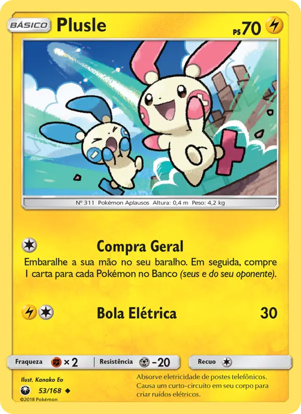 Carta Plusle, número 53/168 da coleção Tempestade Celestial