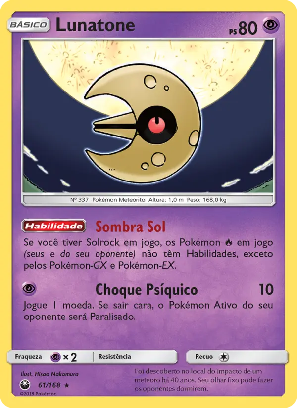 Carta Lunatone, número 61/168 da coleção Tempestade Celestial