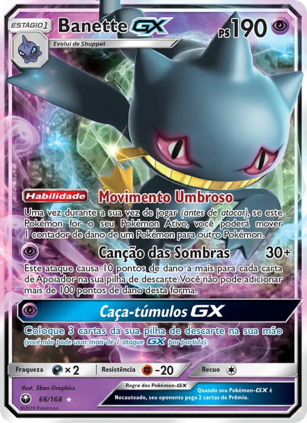 Carta Banette GX, número 66/168 da coleção Tempestade Celestial