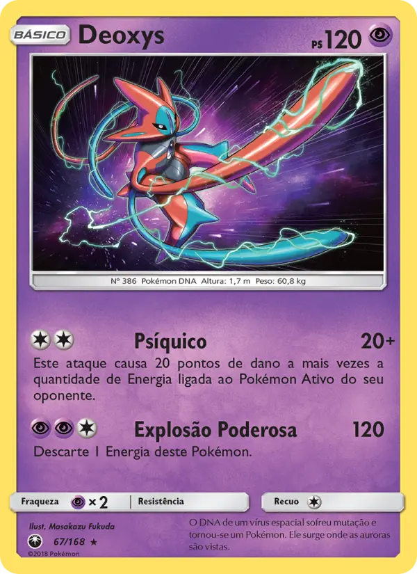 Carta Deoxys, número 67/168 da coleção Tempestade Celestial