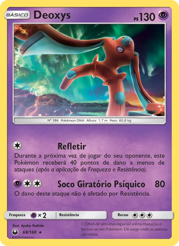 Carta Deoxys, número 68/168 da coleção Tempestade Celestial