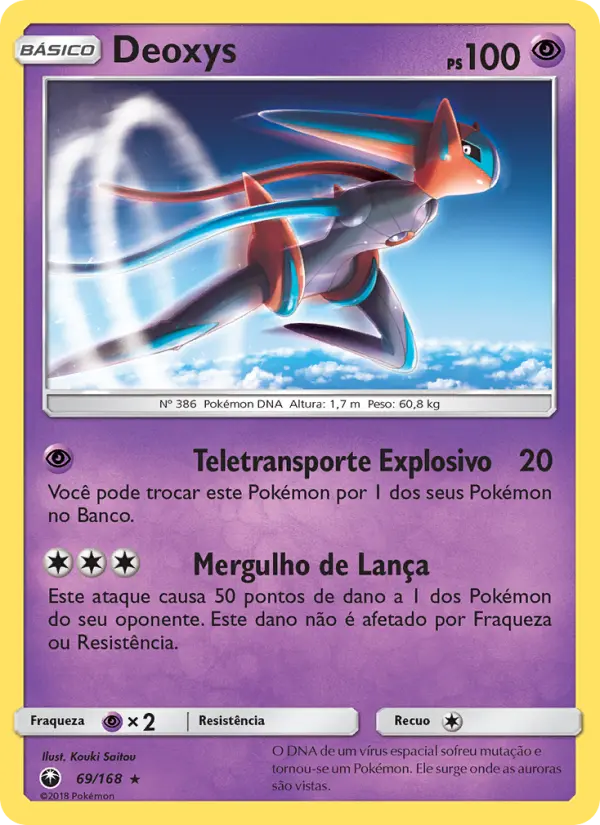 Carta Deoxys, número 69/168 da coleção Tempestade Celestial