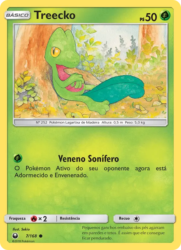 Carta Treecko, número 7/168 da coleção Tempestade Celestial