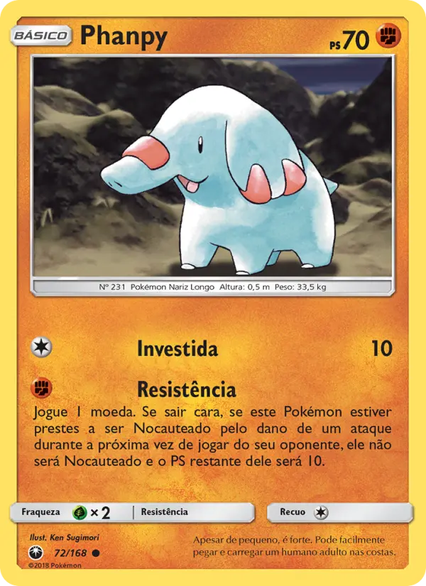 Carta Phanpy, número 72/168 da coleção Tempestade Celestial