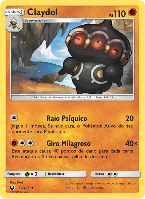Carta Claydol, número 79/168 da coleção Tempestade Celestial