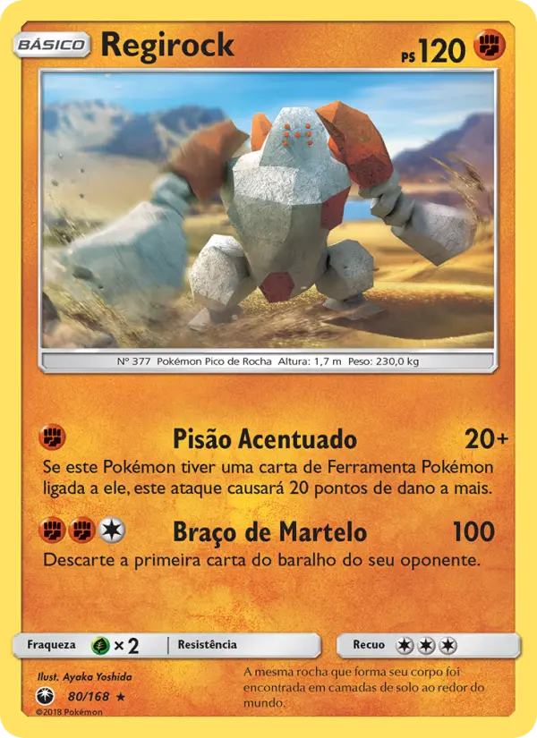 Carta Regirock, número 80/168 da coleção Tempestade Celestial