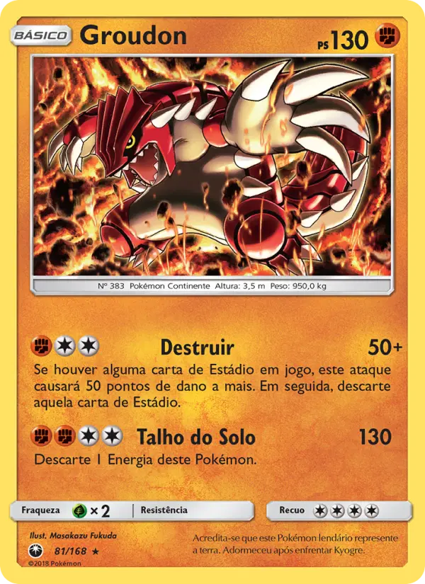 Carta Groudon, número 81/168 da coleção Tempestade Celestial