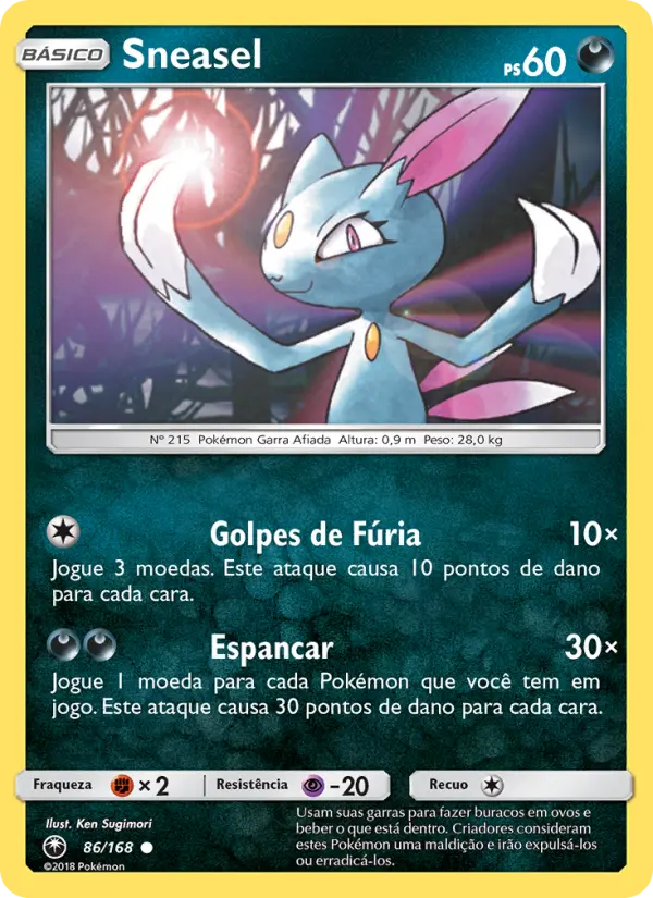 Carta Sneasel, número 86/168 da coleção Tempestade Celestial