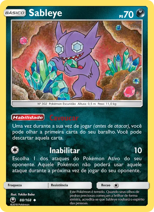 Carta Sableye, número 88/168 da coleção Tempestade Celestial