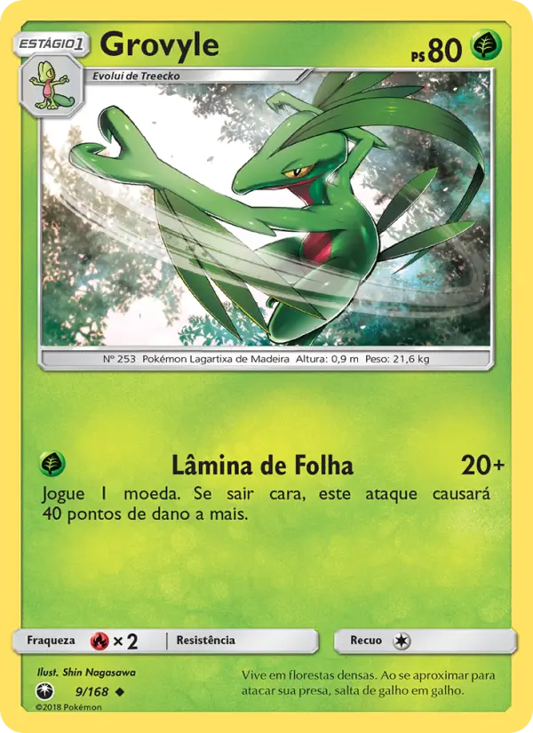 Carta Grovyle, número 9/168 da coleção Tempestade Celestial
